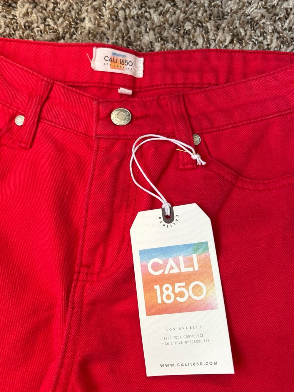 CALI 1850 Women's Red Wide Leg Jeans